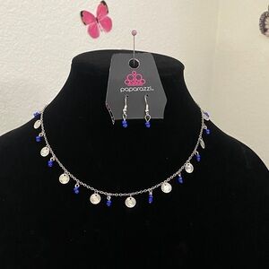 Paparazzi Silver Necklace with Blue Beads
